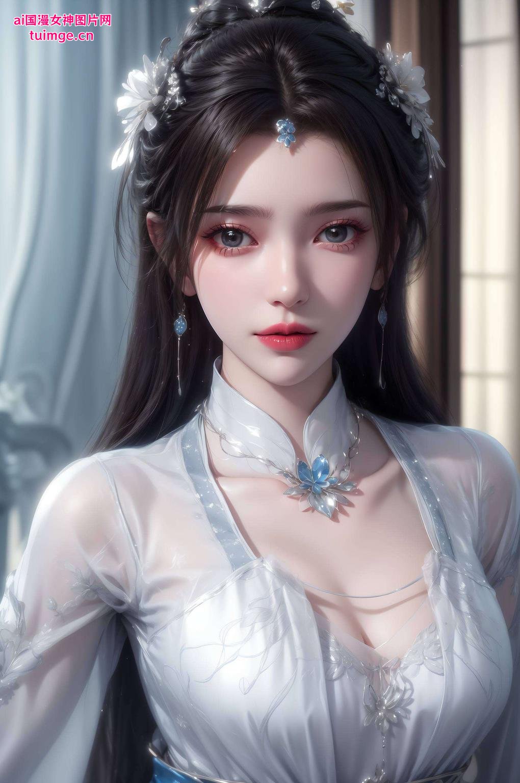 她眼神深邃静谧的夜晚