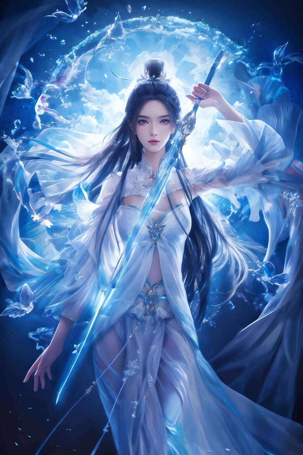 剑光如雪她白衣飘飘