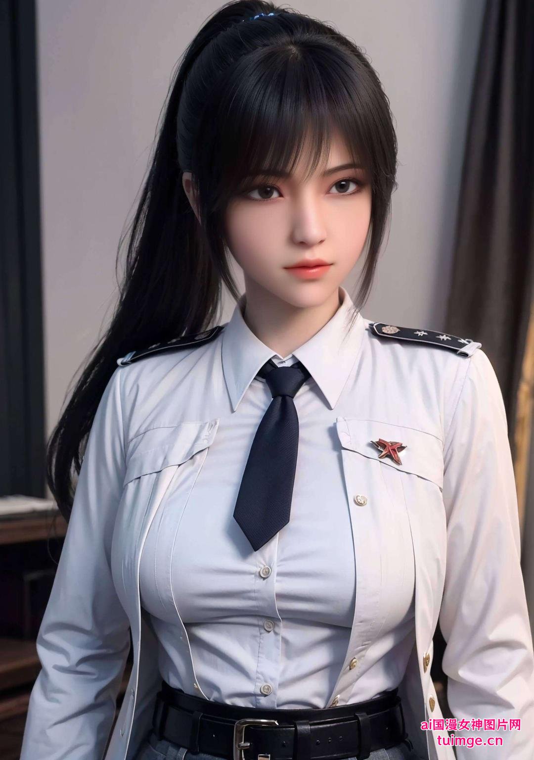 眼神坚定英姿飒爽