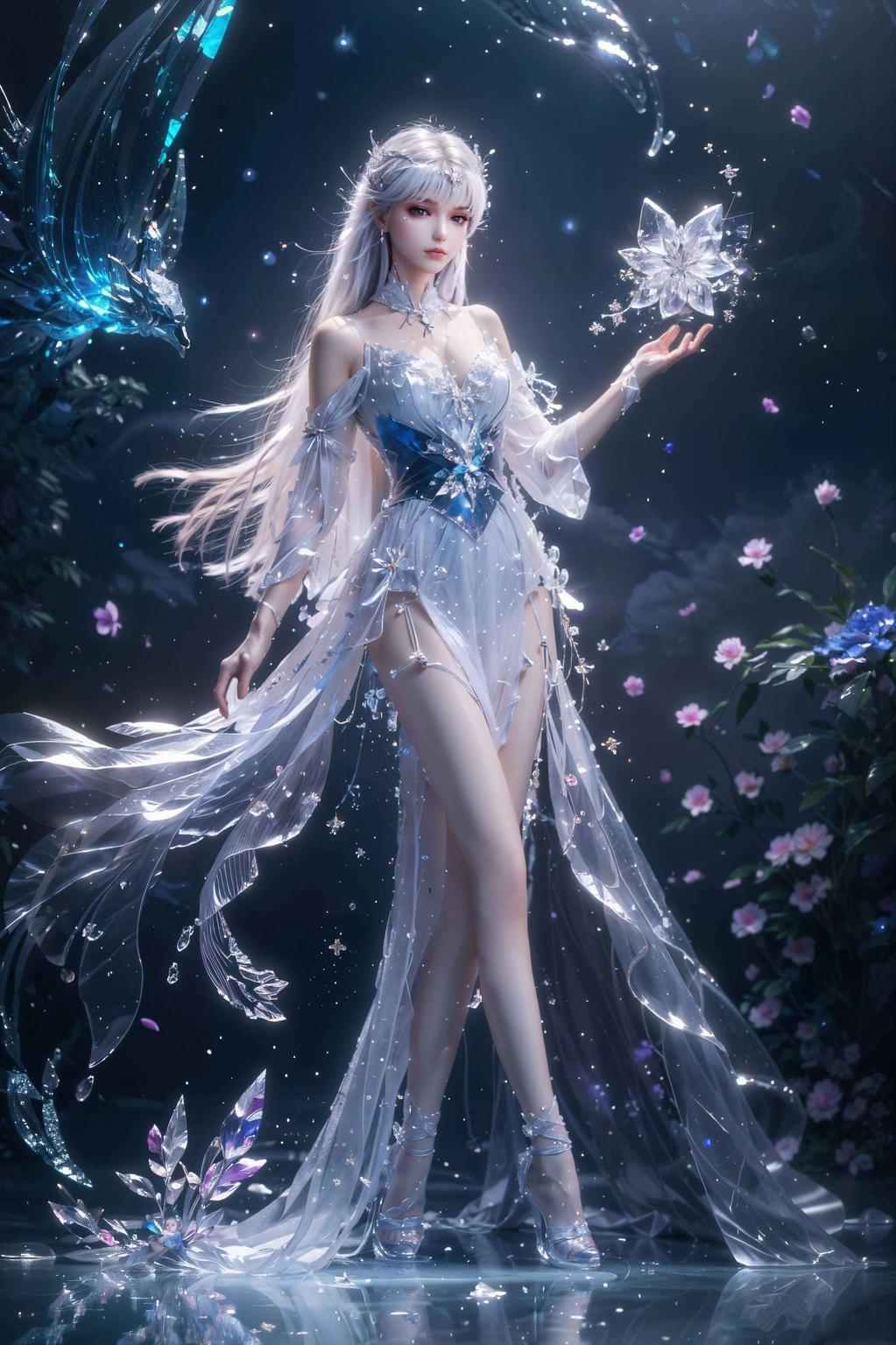 画面中的她正悠然地在泳池边享受夏日时光活泼可爱